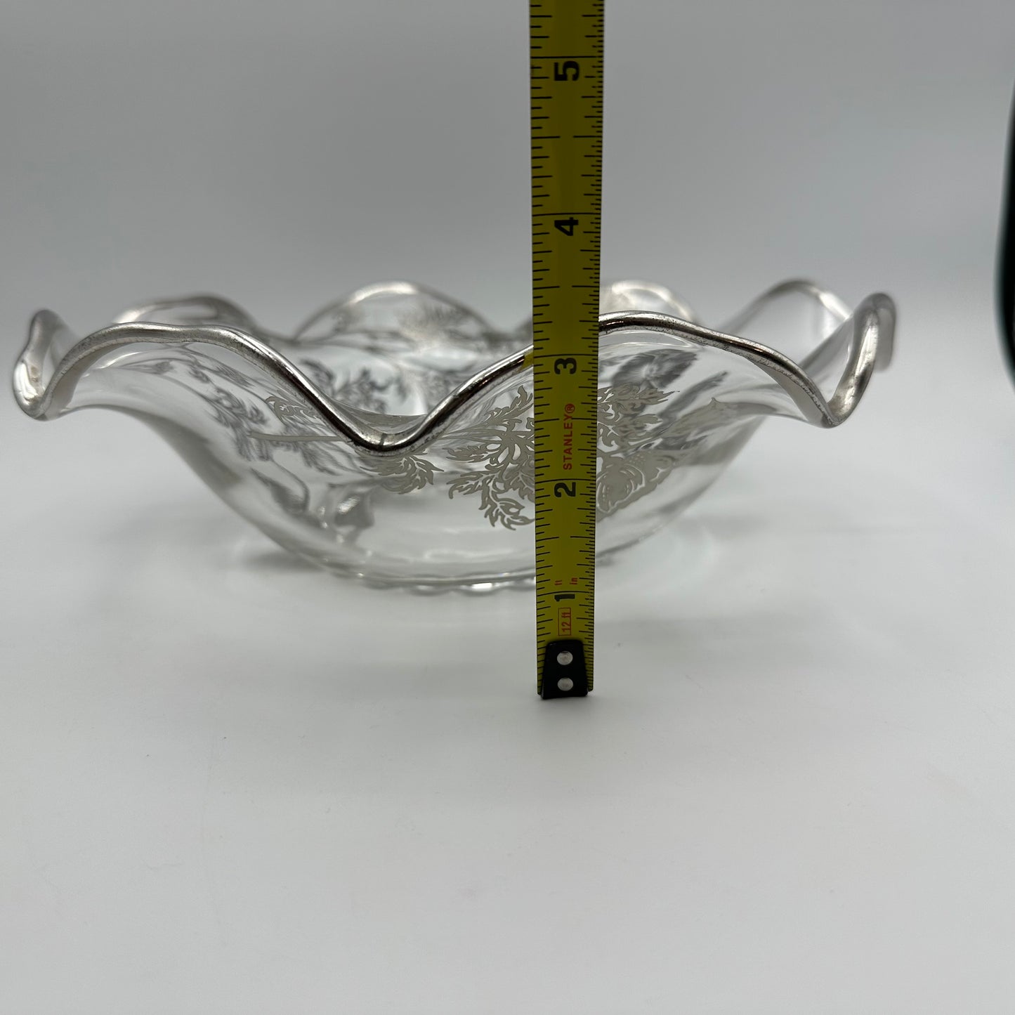 Silver City Silver Overlay Poppy Design 3 footed Candy Dish & Ruffled Edge Bowl