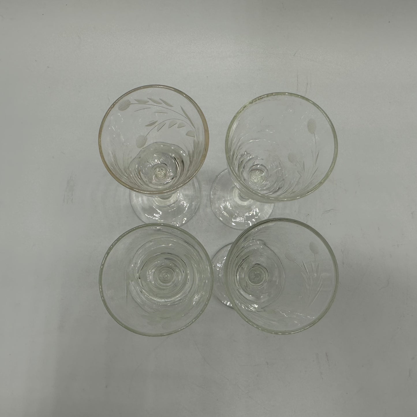 Etched Cordials, Floral Patter, Set of 4