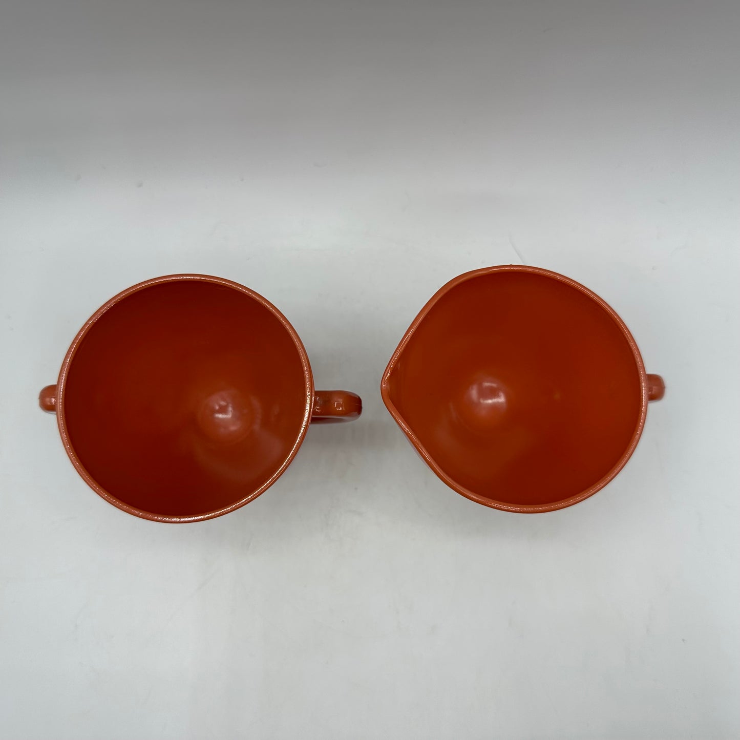 Hazel Atlas Ovide Platonite Rust Creamer & Sugar Bowl