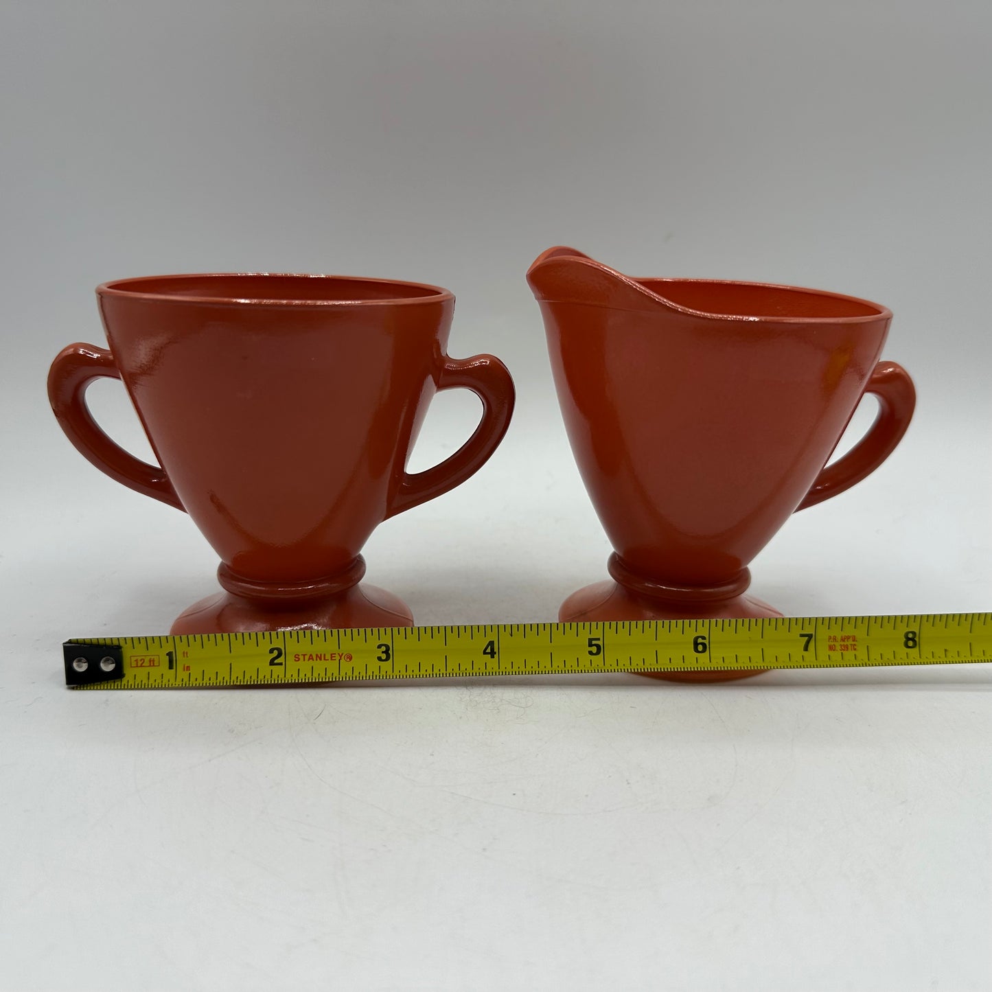 Hazel Atlas Ovide Platonite Rust Creamer & Sugar Bowl