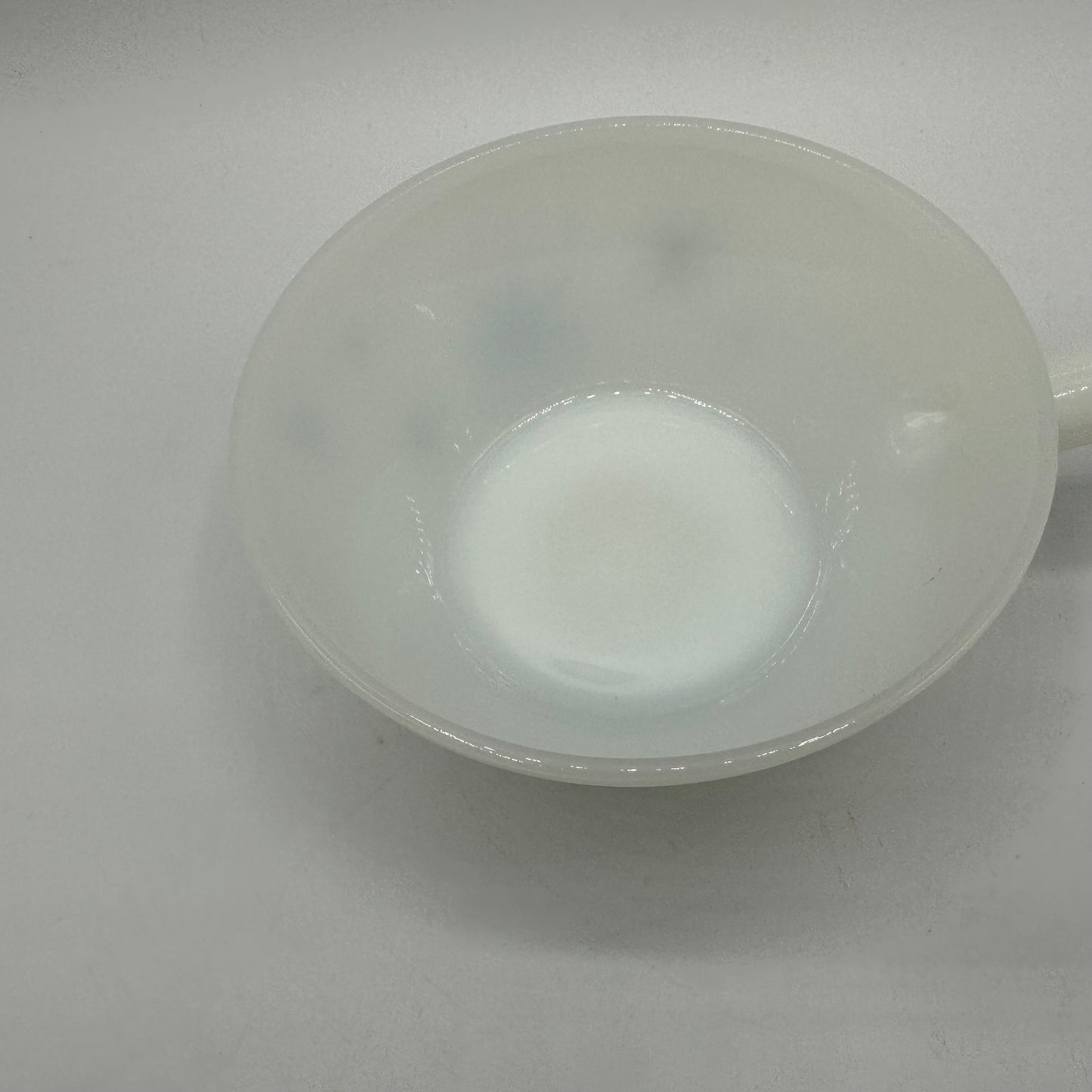 Glasbake Milk Glass Soup Bowls Handled Atomic Starburst, Set of 2