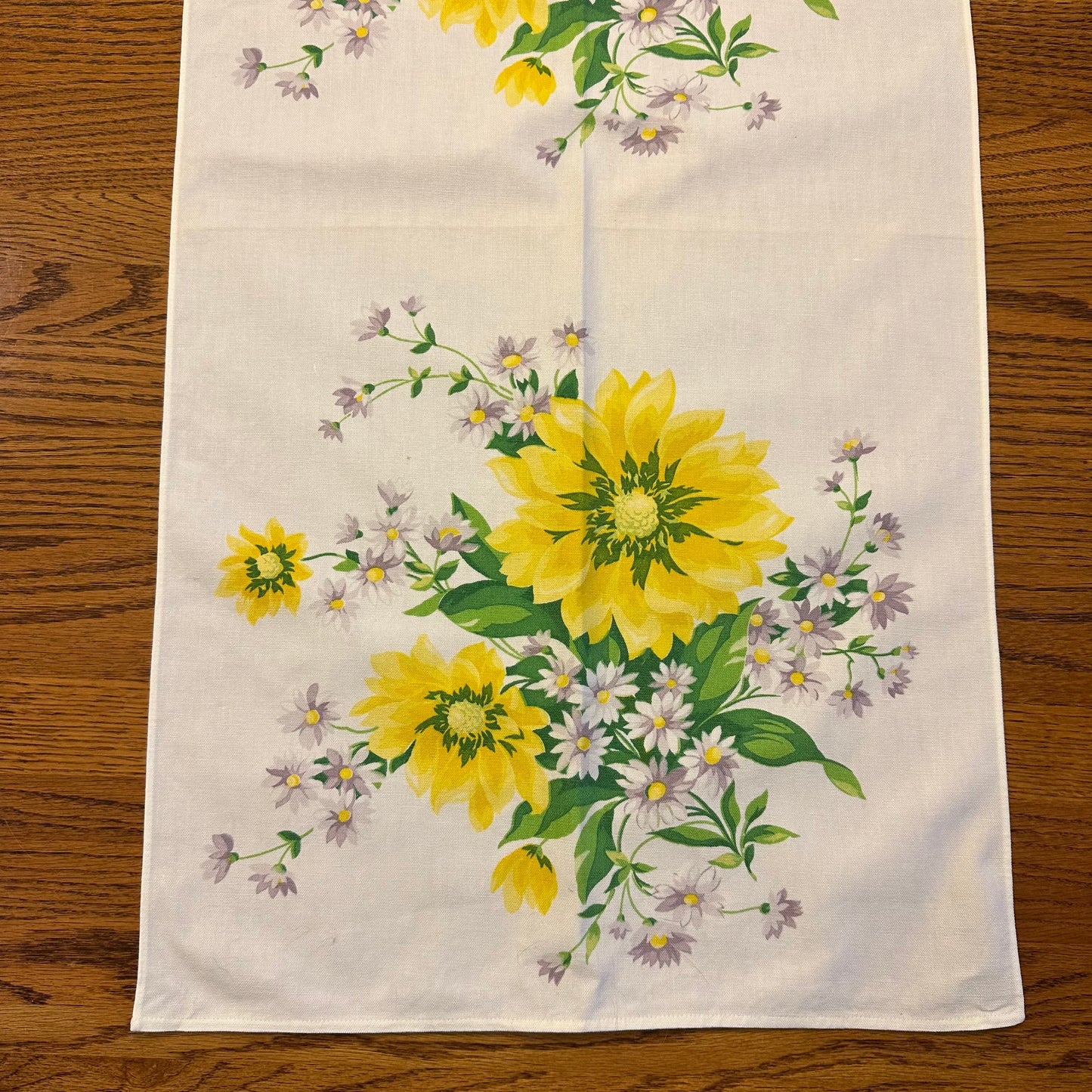 Floral Table Scarf -Yellow and Purple Flowers