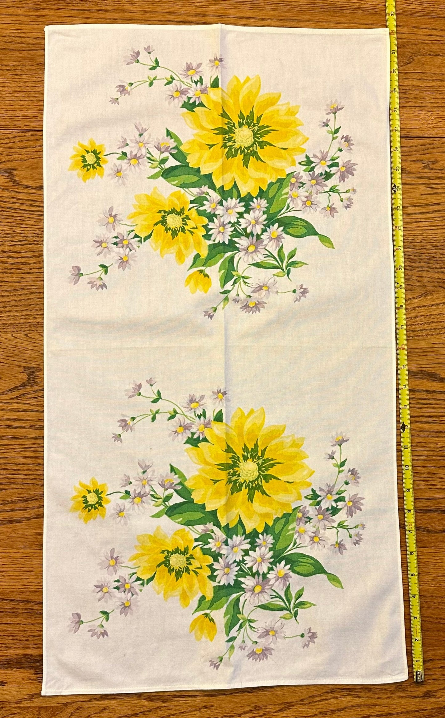 Floral Table Scarf -Yellow and Purple Flowers