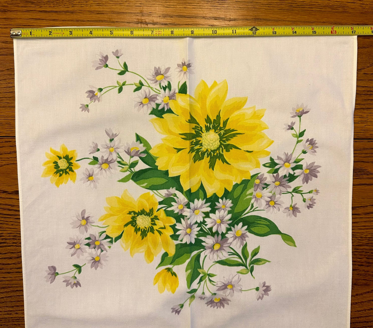 Floral Table Scarf -Yellow and Purple Flowers