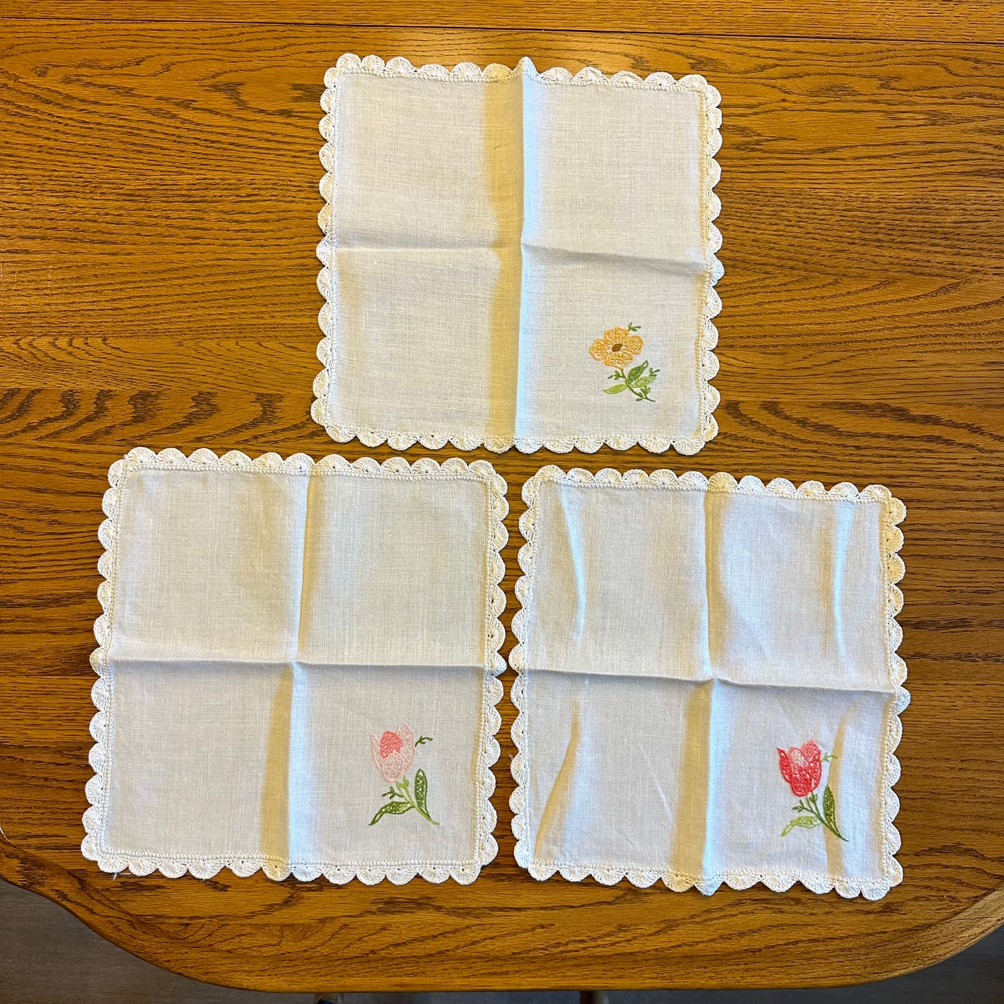 Embroidered Placemats with Matching Napkins, Set of 3 with Extra Placemat