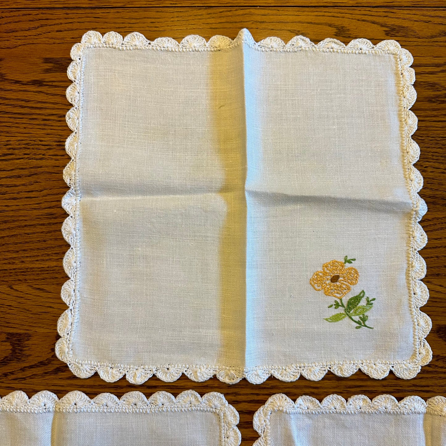 Embroidered Placemats with Matching Napkins, Set of 3 with Extra Placemat