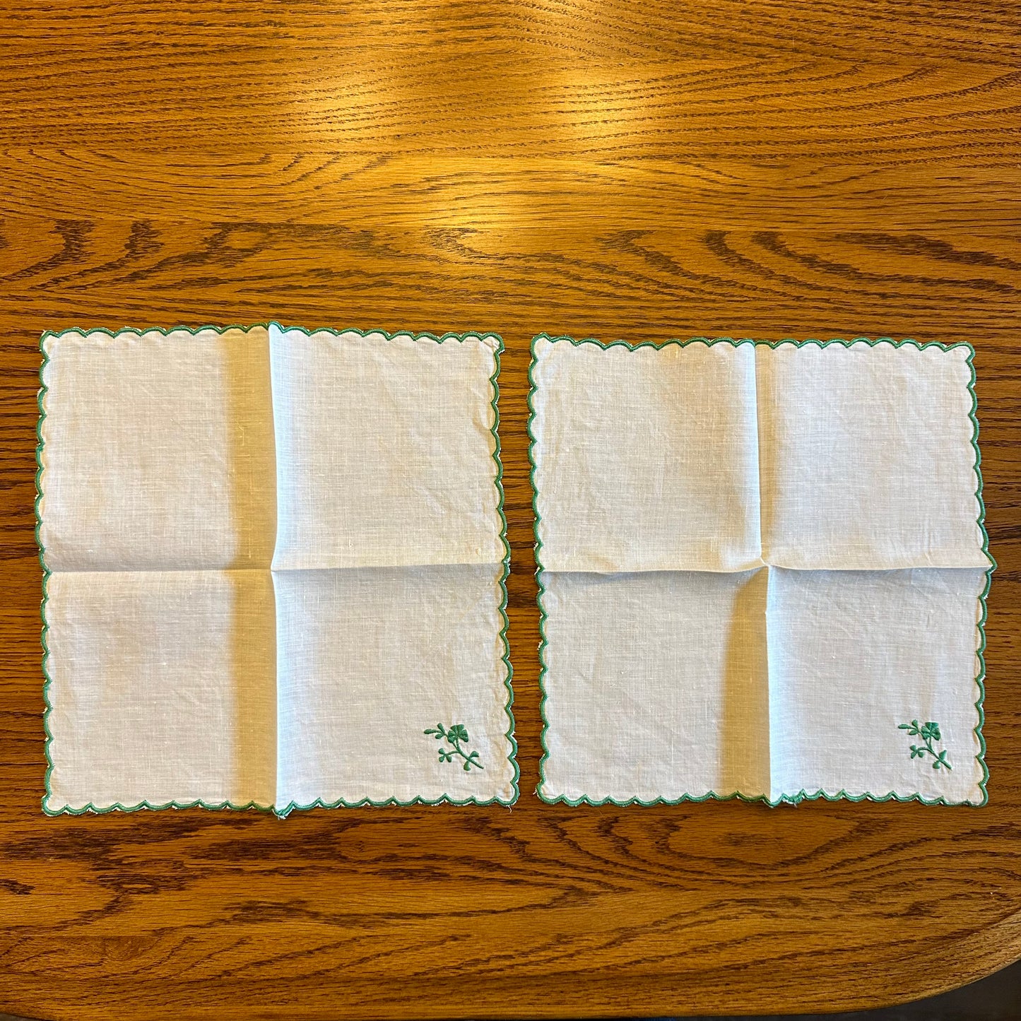 Lot of 2 Hankies with Clover Design