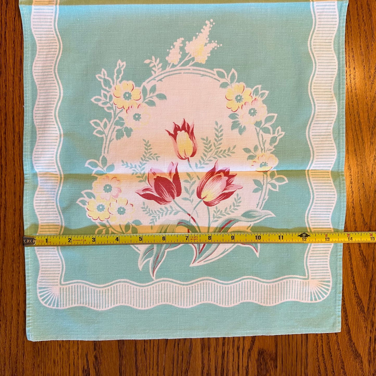 Tea Towel Table Runner, Blue Floral Pattern, Set of 2