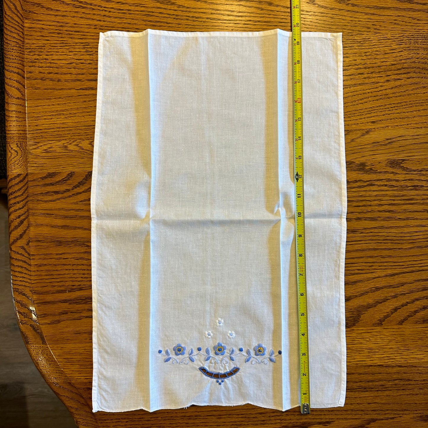 Applique and Embroidered Handtowel, Floral Design, Set of 2