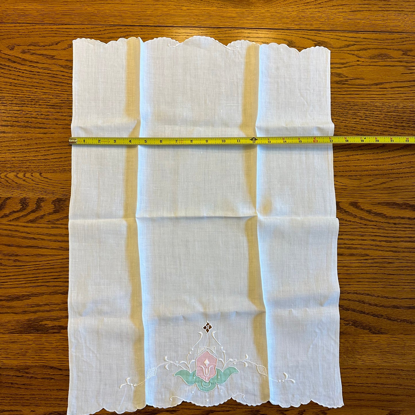 Applique and Embroidered Handtowel, Floral Design, Set of 2