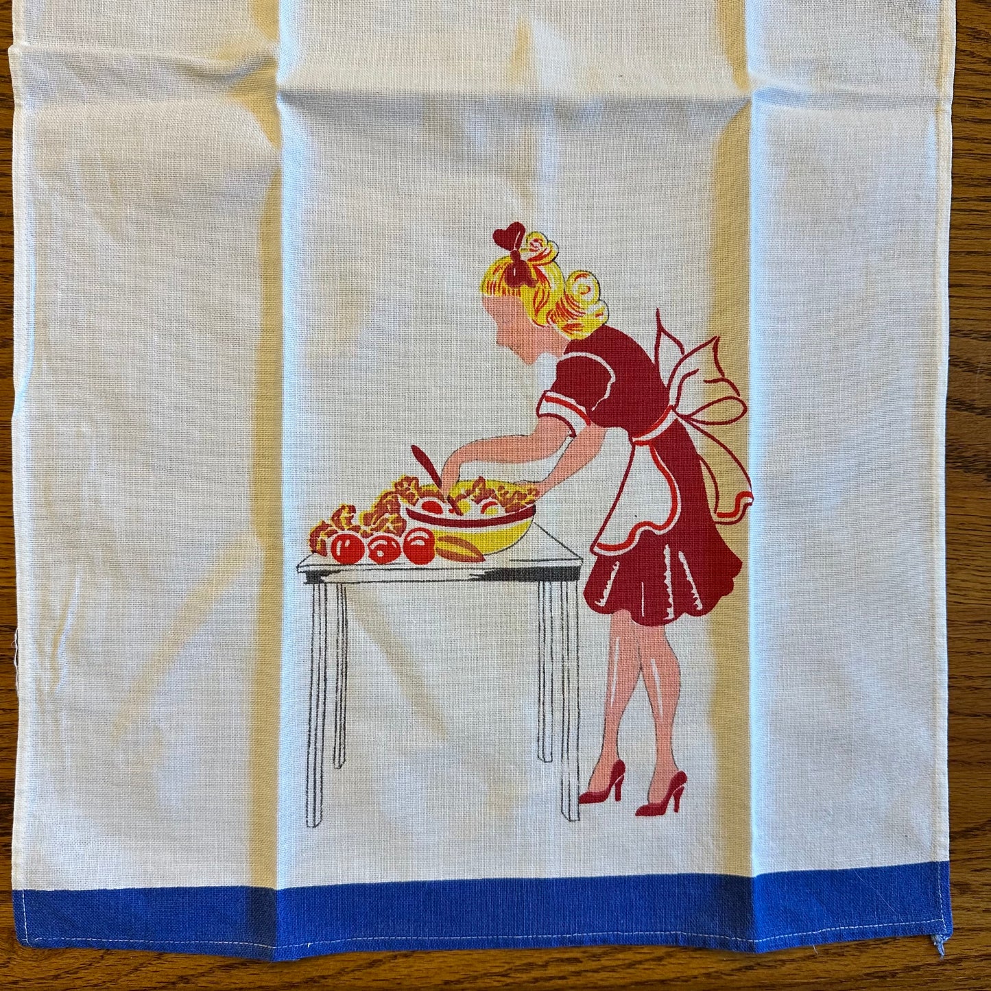 Linen Hand Towel, Woman Cooking