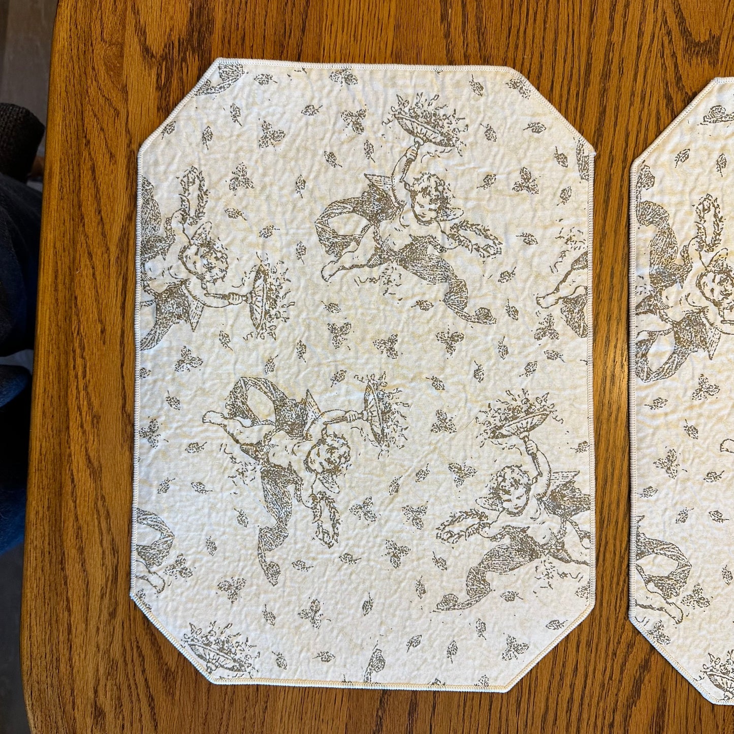 Off White Placemat, Cherub Design, Set of 2