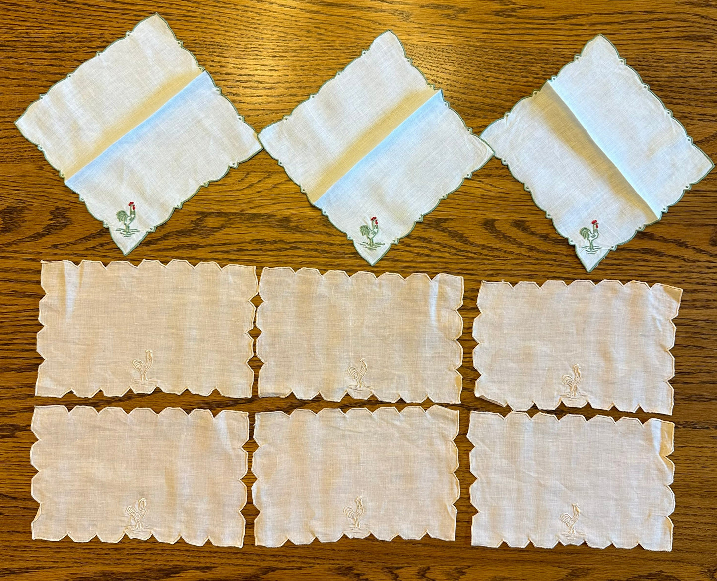 Hankies With Embroidered Chickens, Lot of 9