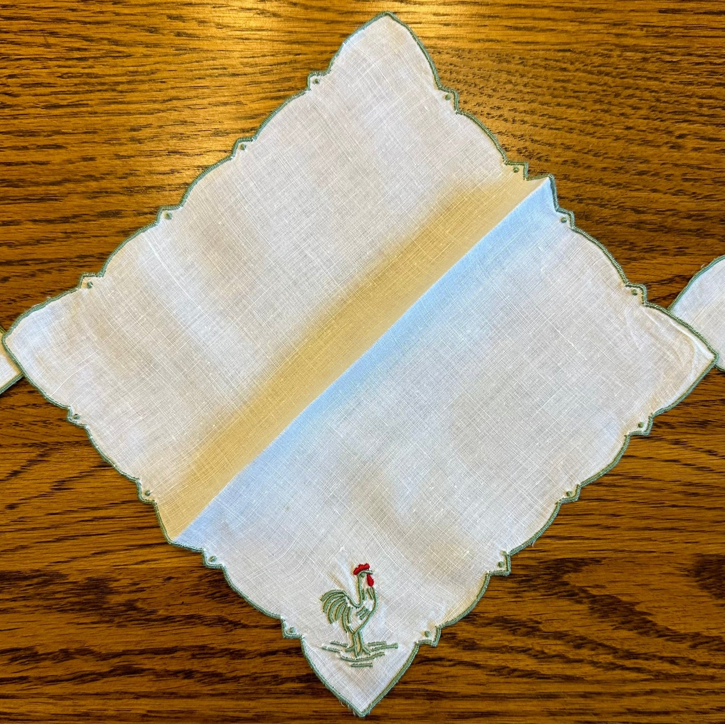Hankies With Embroidered Chickens, Lot of 9