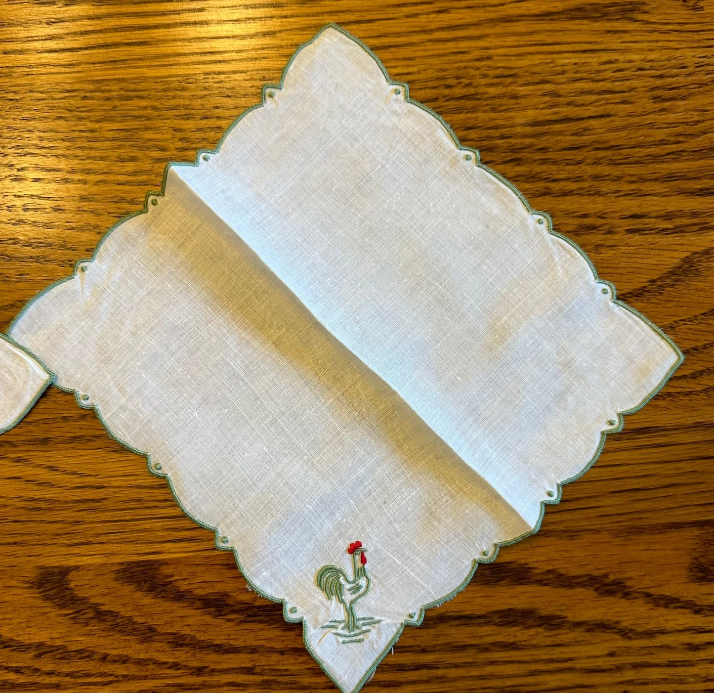 Hankies With Embroidered Chickens, Lot of 9