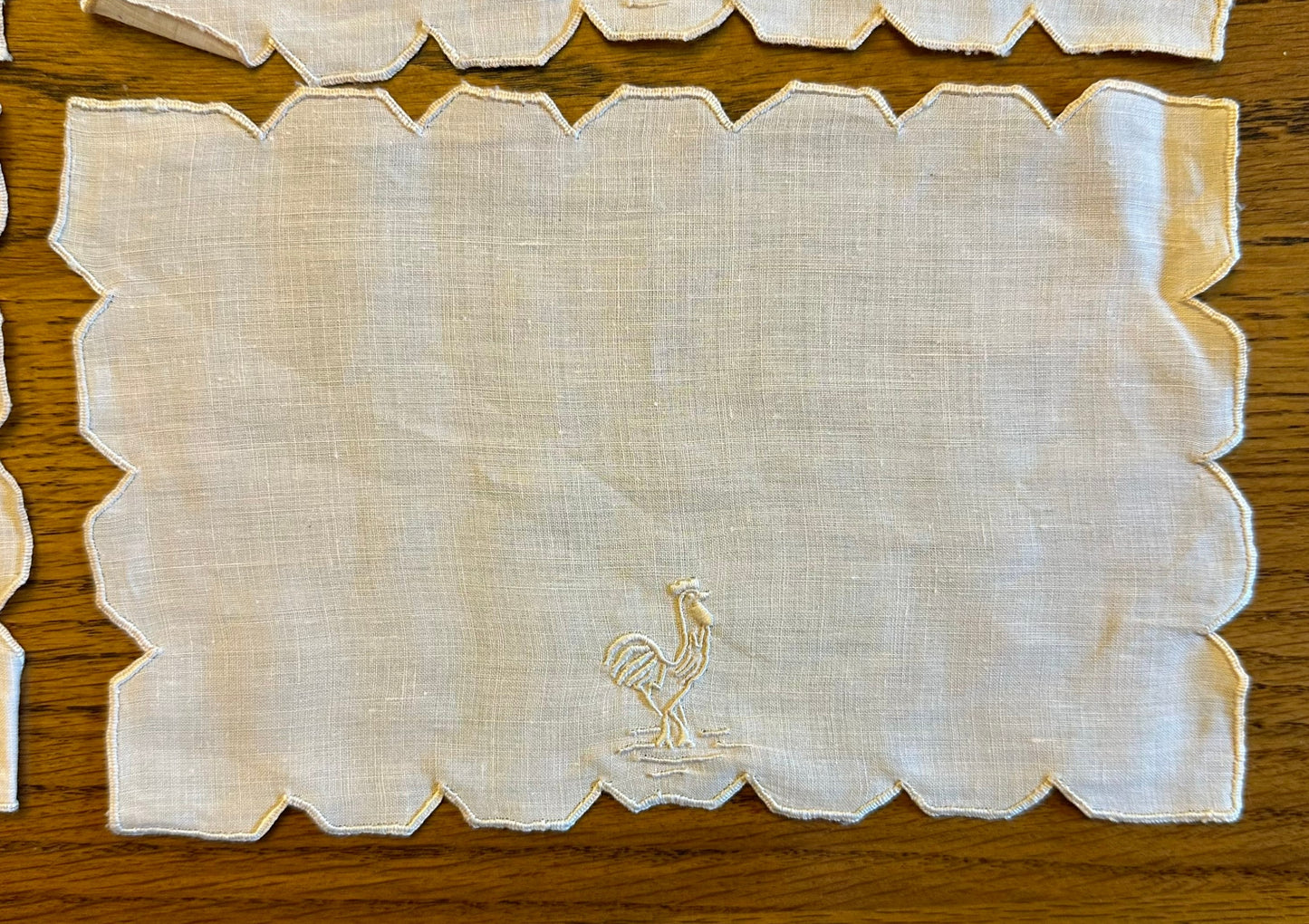 Hankies With Embroidered Chickens, Lot of 9