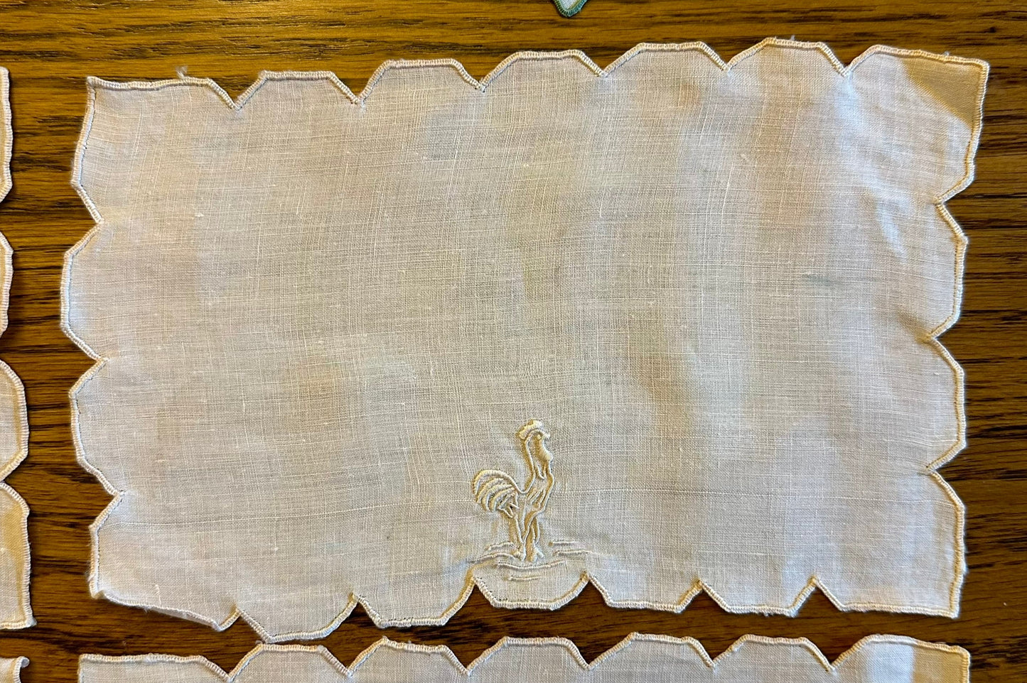 Hankies With Embroidered Chickens, Lot of 9