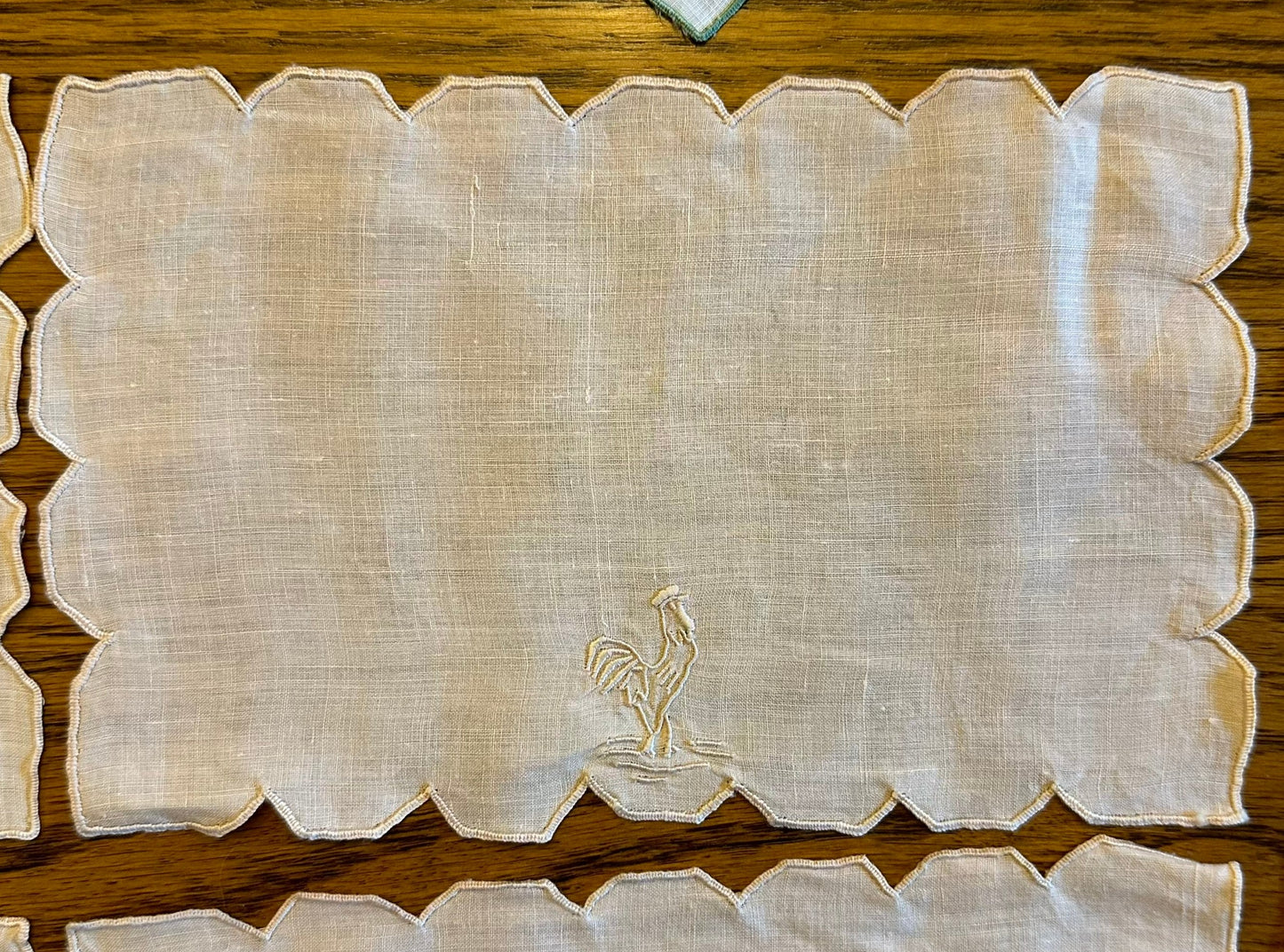 Hankies With Embroidered Chickens, Lot of 9