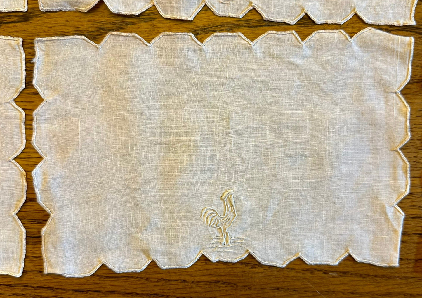 Hankies With Embroidered Chickens, Lot of 9
