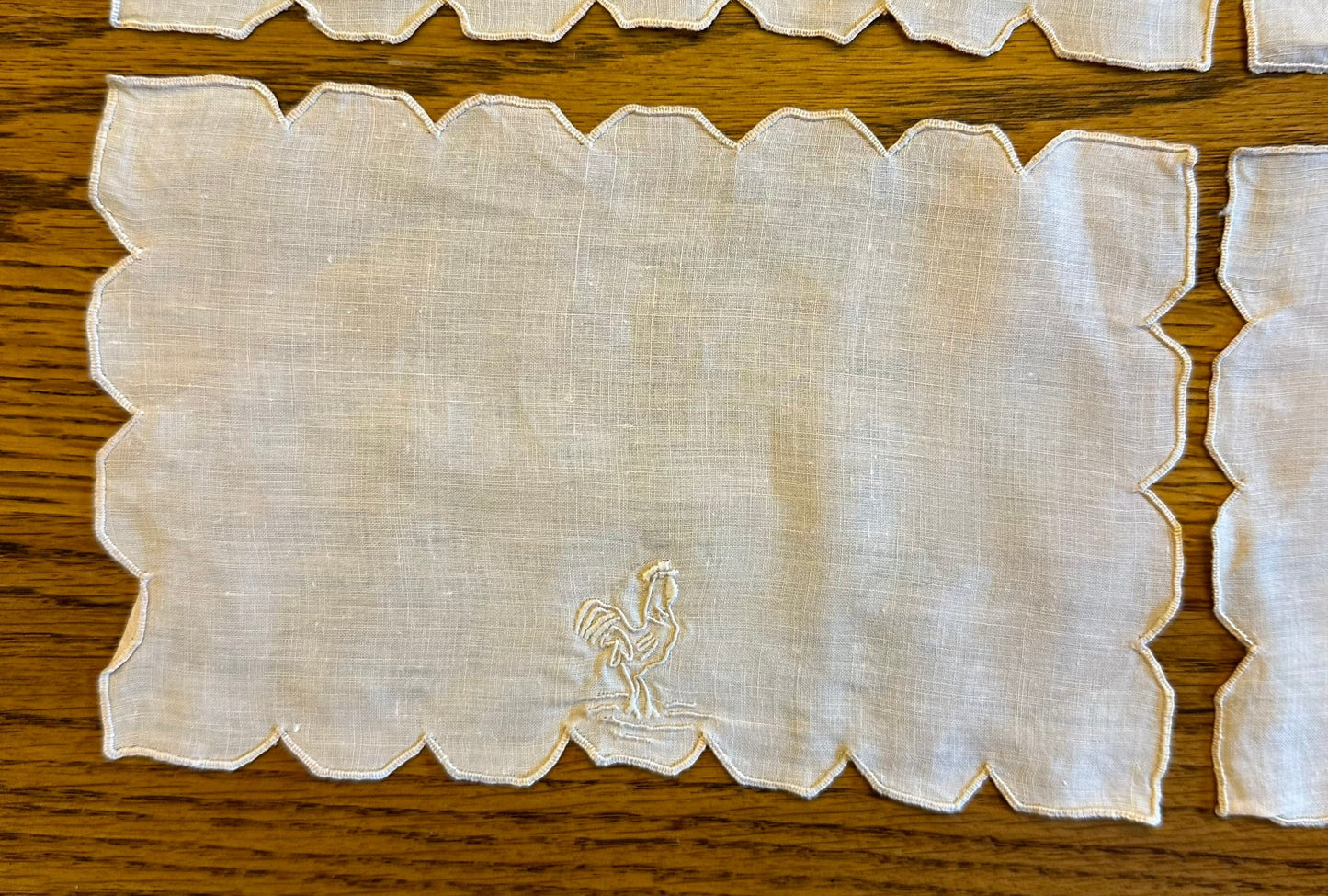 Hankies With Embroidered Chickens, Lot of 9