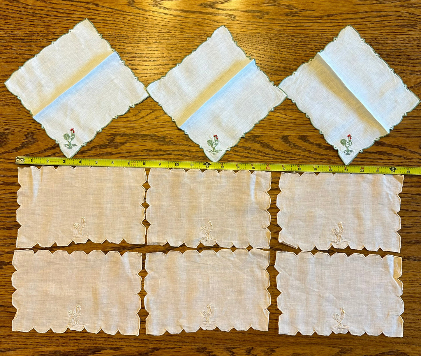 Hankies With Embroidered Chickens, Lot of 9