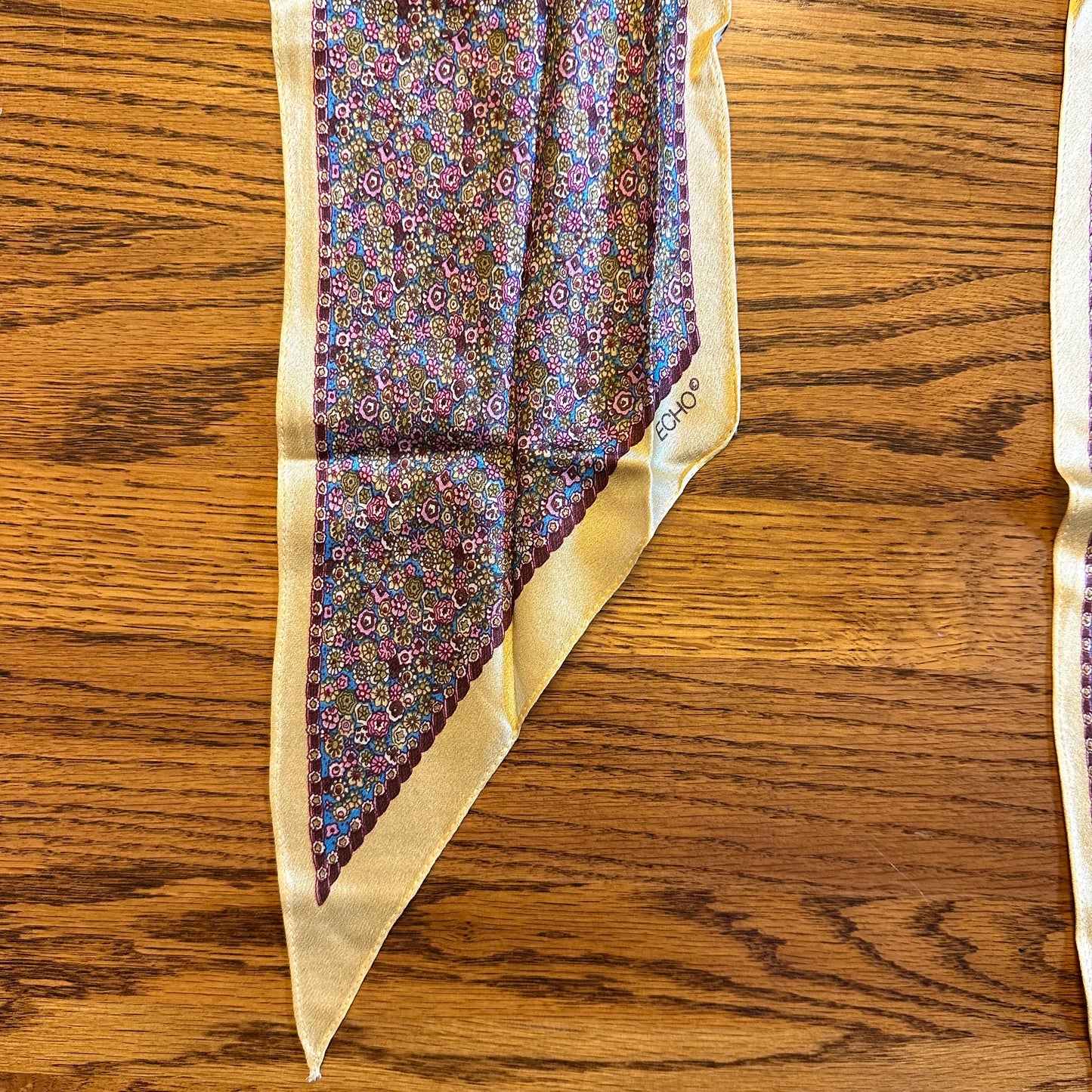 Echo Scarf- Floral Pattern Pink, Blue, & Tan- Oblong