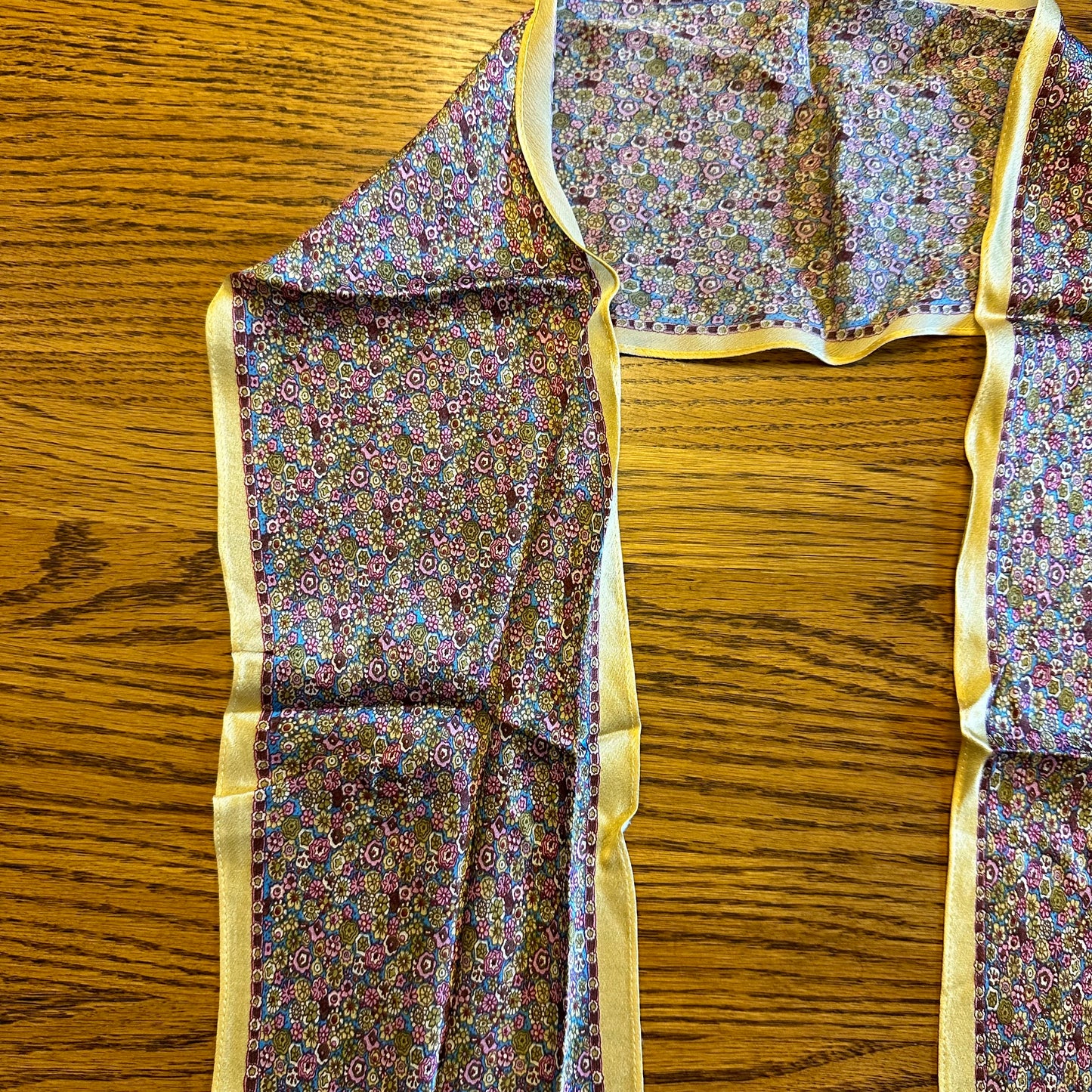 Echo Scarf- Floral Pattern Pink, Blue, & Tan- Oblong