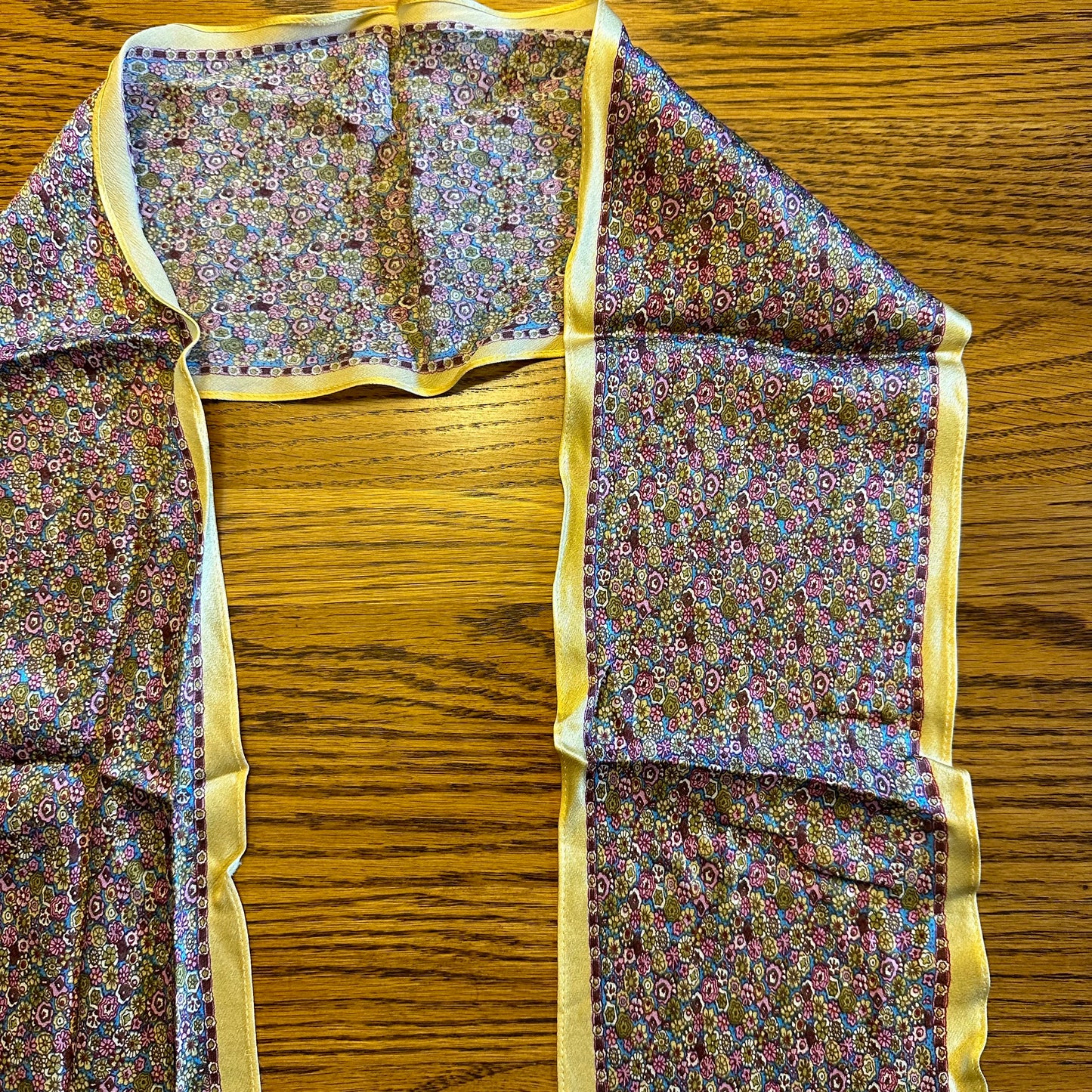 Echo Scarf- Floral Pattern Pink, Blue, & Tan- Oblong