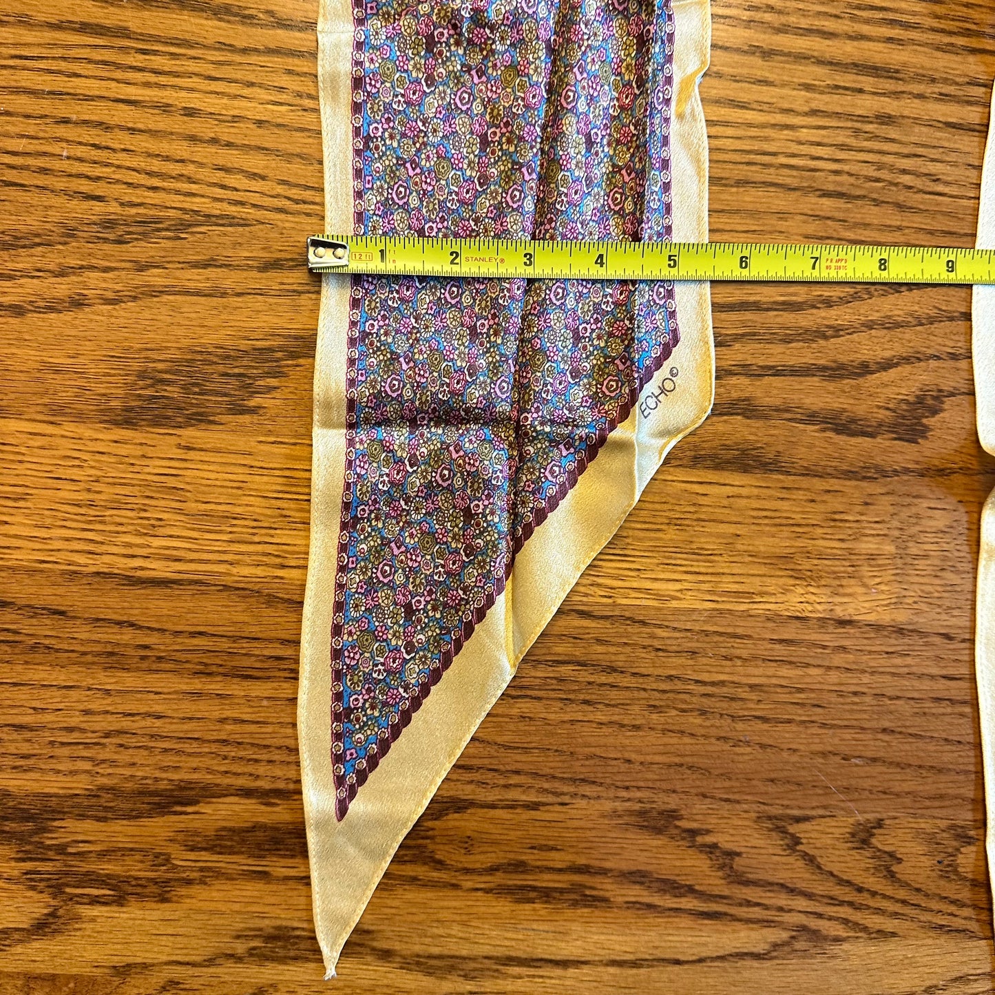 Echo Scarf- Floral Pattern Pink, Blue, & Tan- Oblong