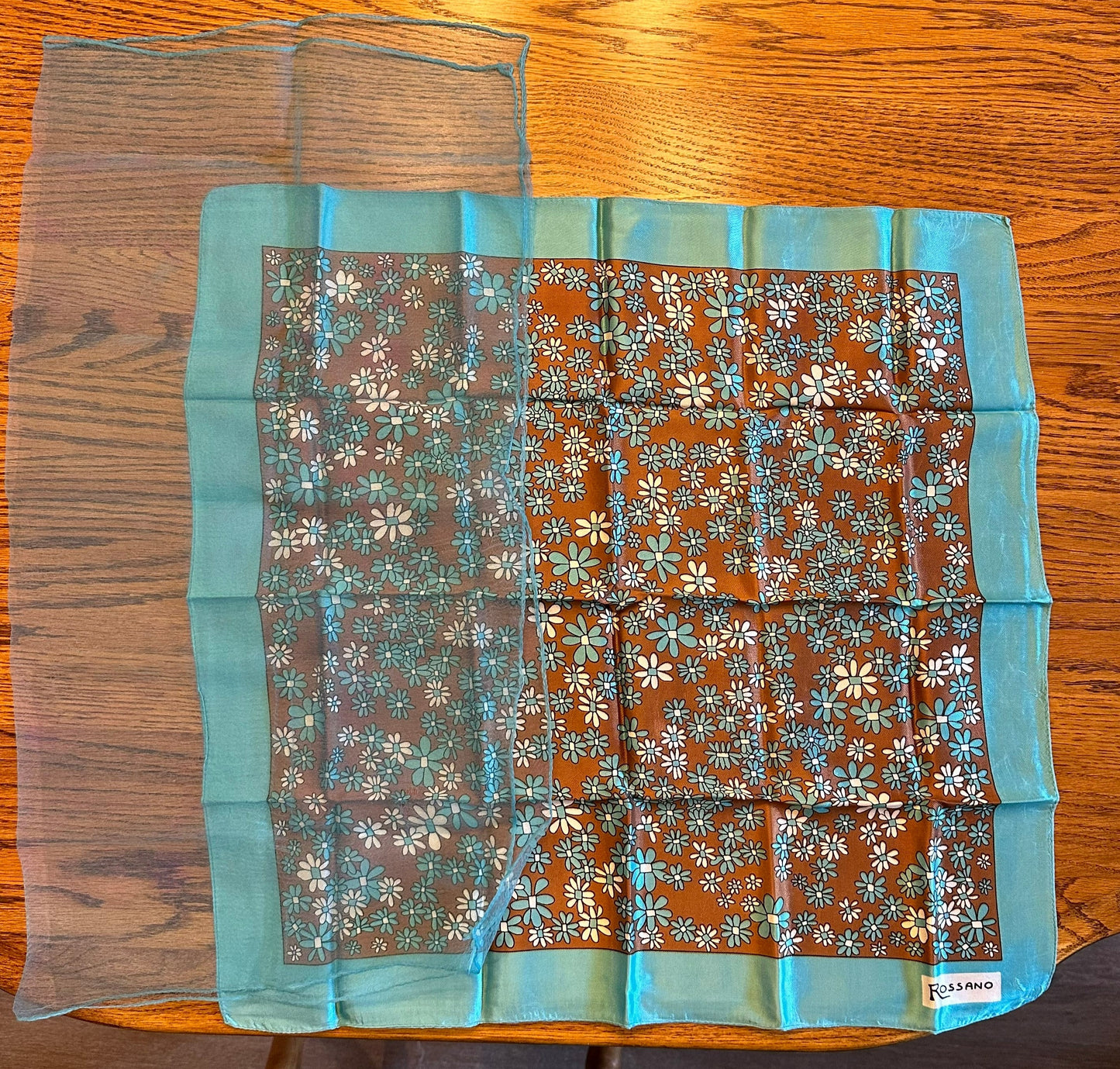 Scarves- Blue & Brown Rossano- Mixed Textiles & Sizes- Lot of 2
