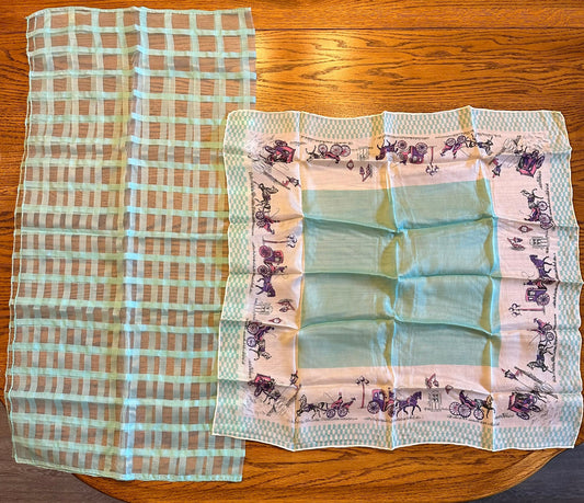 Scarves- Light Blue- Mixed Textiles & Sizes- Lot of 2