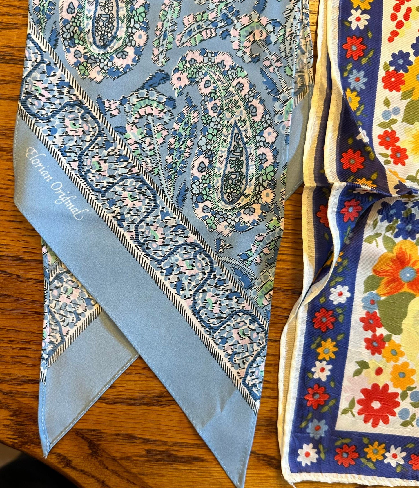 Scarves- Blues & Reds- Mixed Textiles & Sizes- Lot of 5