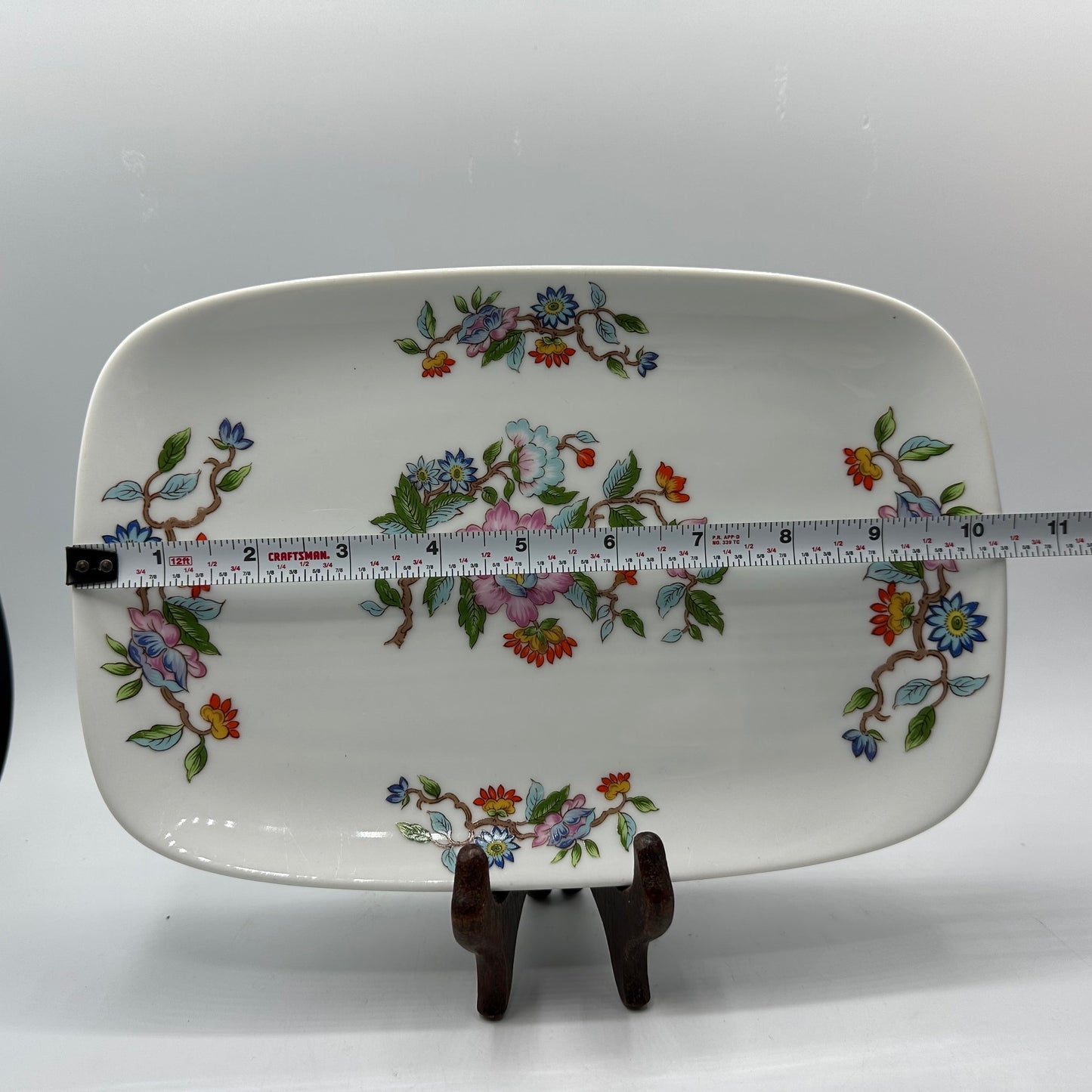 10" Dolphin Japan Le Jardin Rectangular Serving Plate Colorful Floral Design