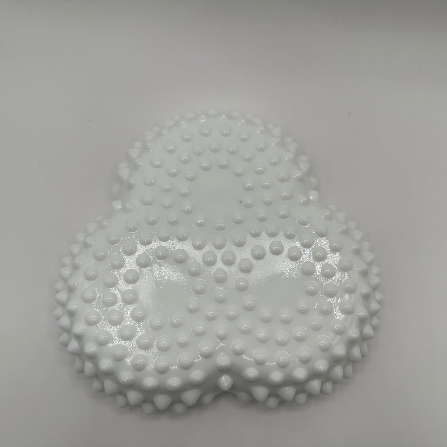 Fenton Milk Glass Hobnail Scalloped Edge Divided Dish