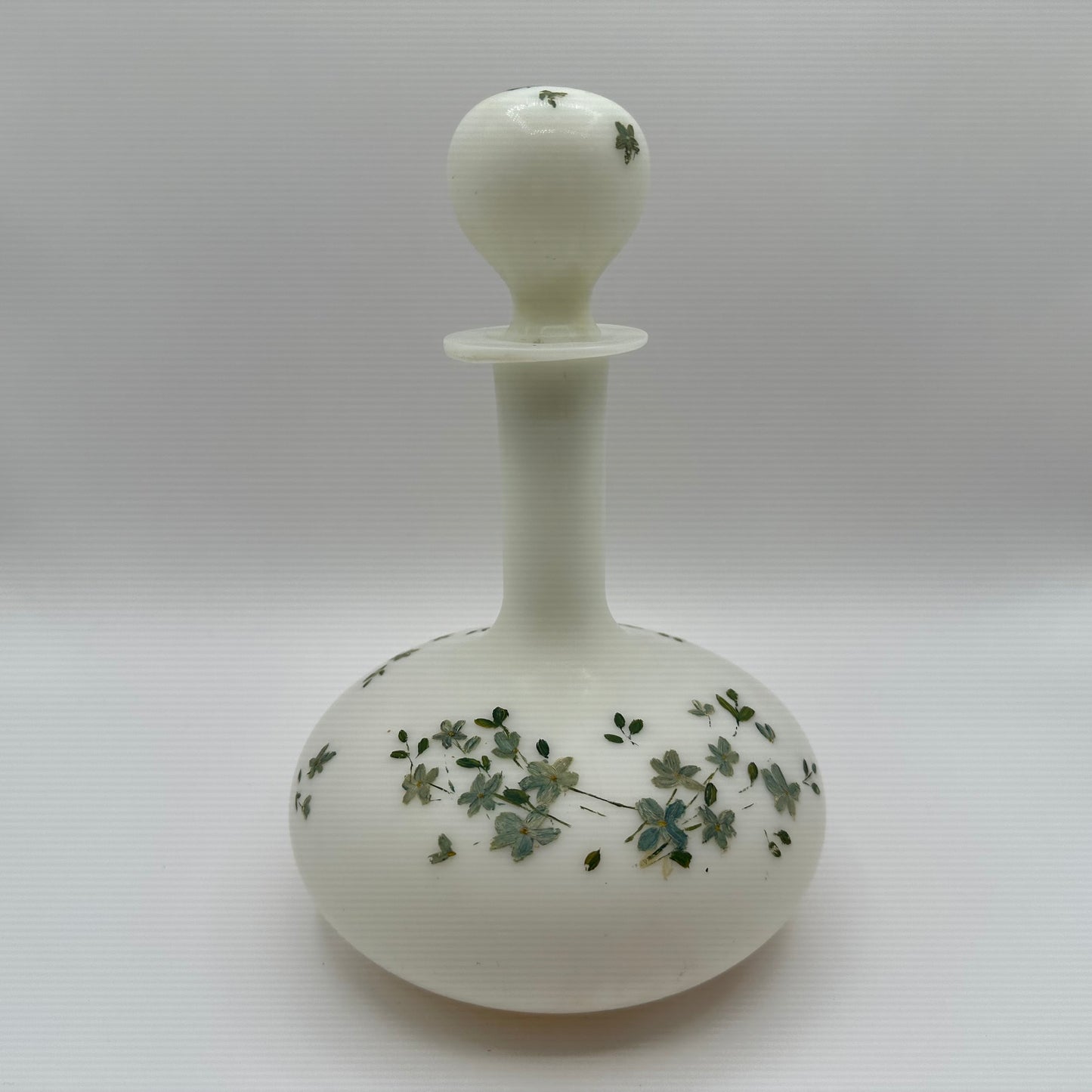 Victorian Milk Glass Vanity or Barber Shop Perfume Bottle, Handpainted