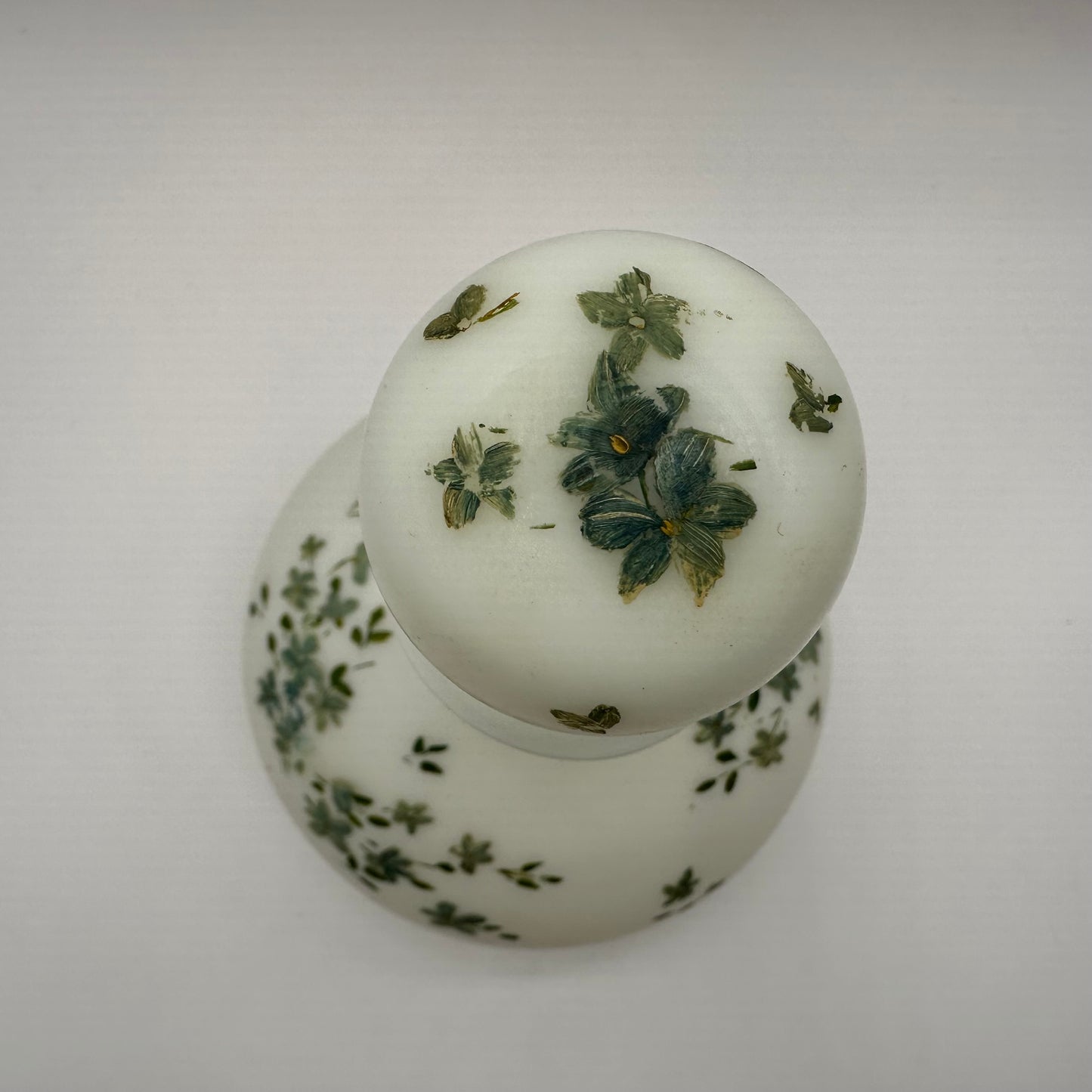 Victorian Milk Glass Vanity or Barber Shop Perfume Bottle, Handpainted