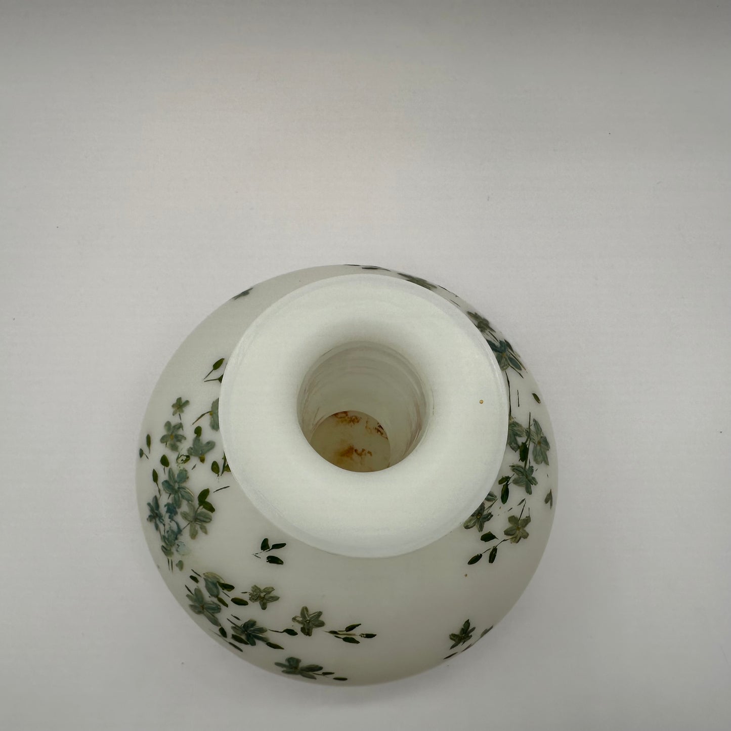 Victorian Milk Glass Vanity or Barber Shop Perfume Bottle, Handpainted