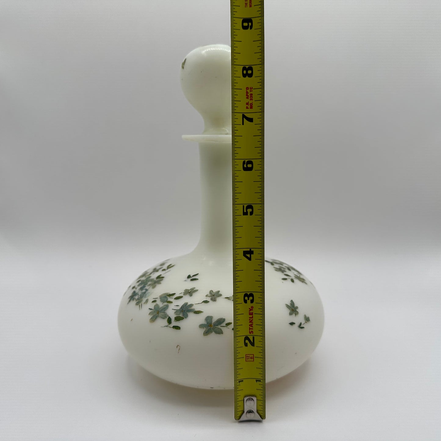 Victorian Milk Glass Vanity or Barber Shop Perfume Bottle, Handpainted