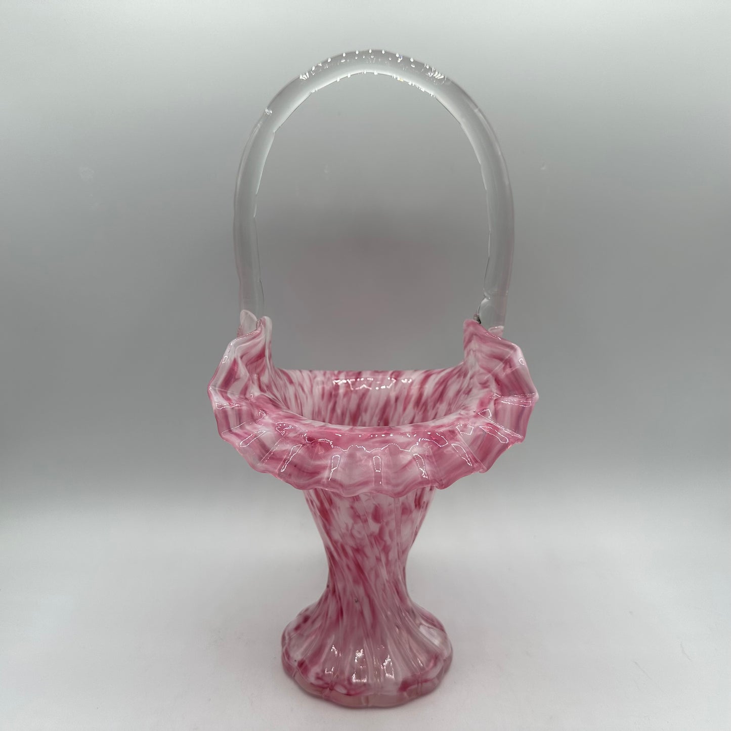 Fenton 1964 Rose Mist Vase Murrhina Art Glass Basket