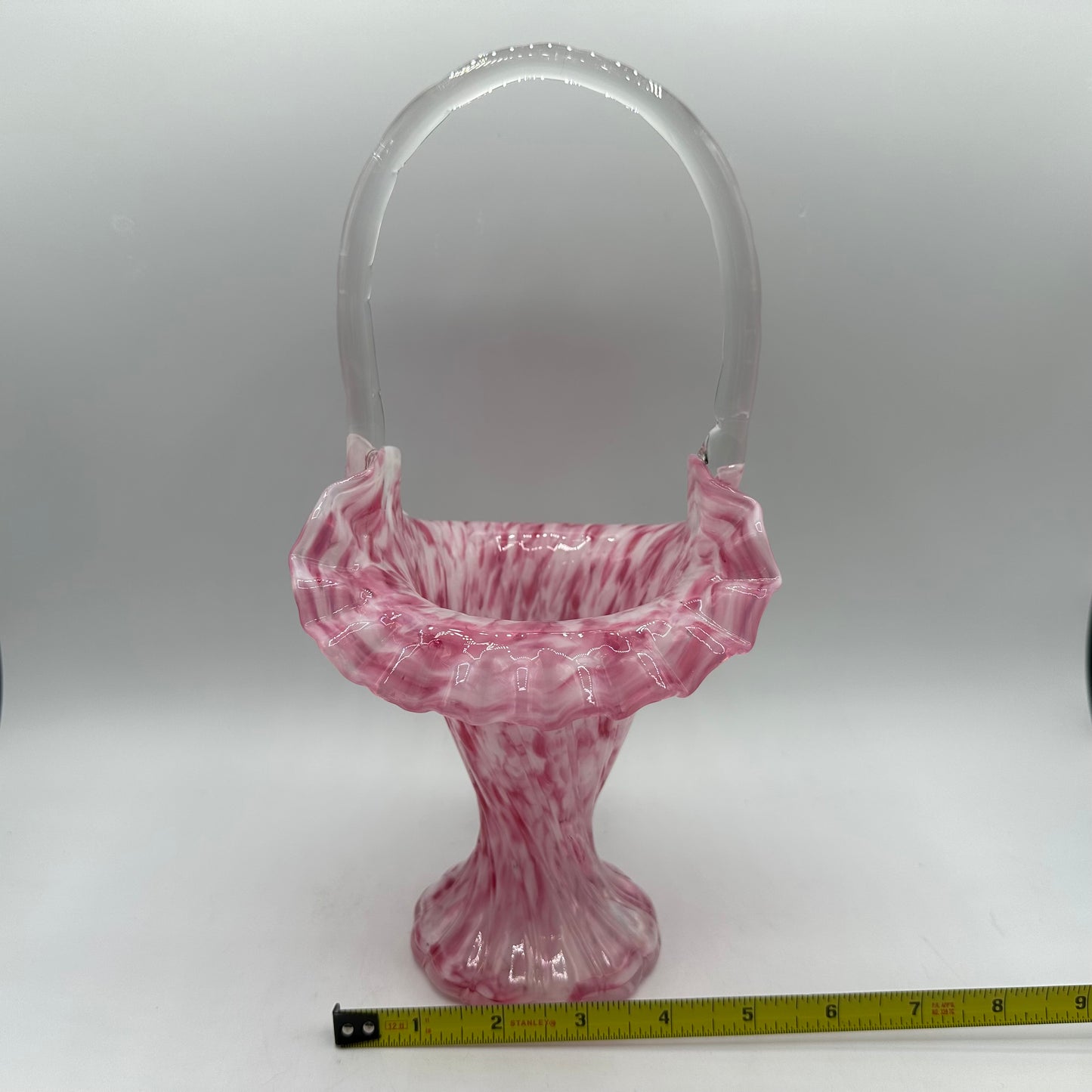 Fenton 1964 Rose Mist Vase Murrhina Art Glass Basket