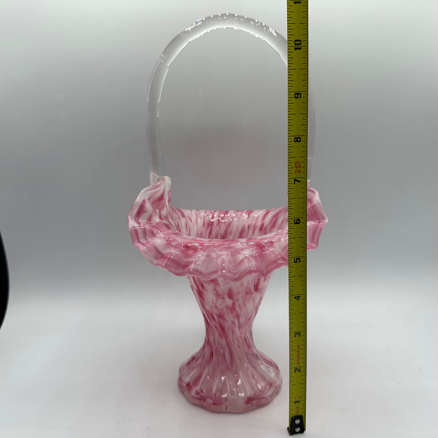 Fenton 1964 Rose Mist Vase Murrhina Art Glass Basket