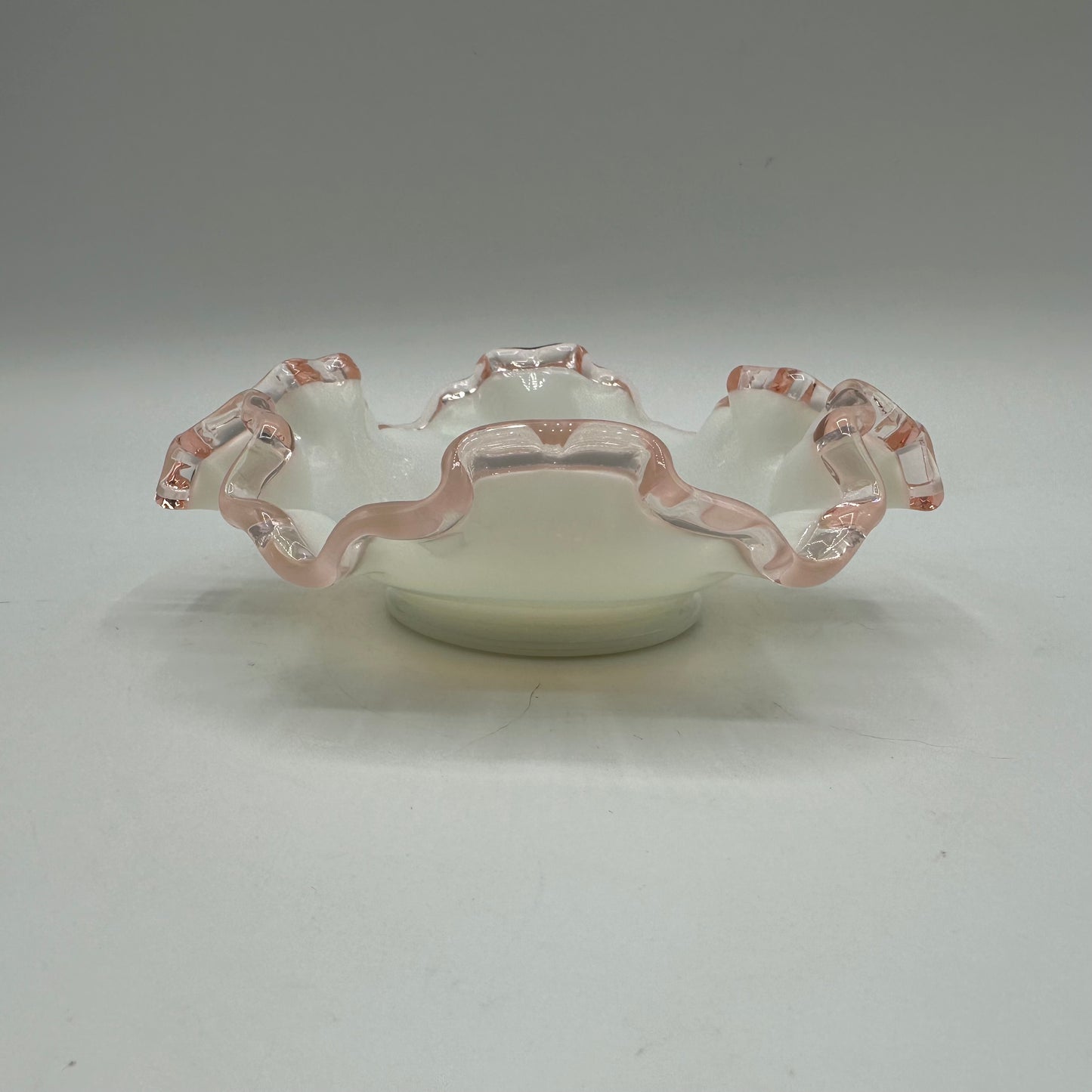 Fenton Rose Crest Milk Glass Bon Bon Dish 5"