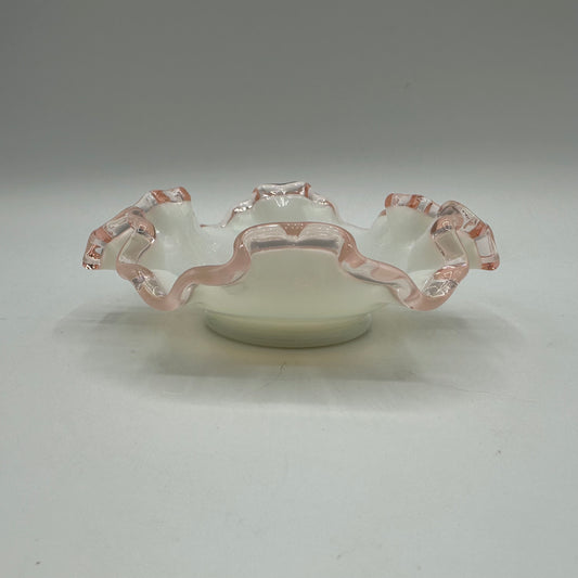 Fenton Rose Crest Milk Glass Bon Bon Dish 5"