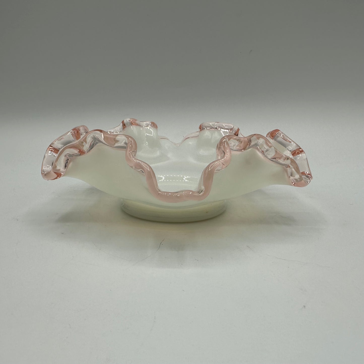 Fenton Rose Crest Milk Glass Bon Bon Dish 5"