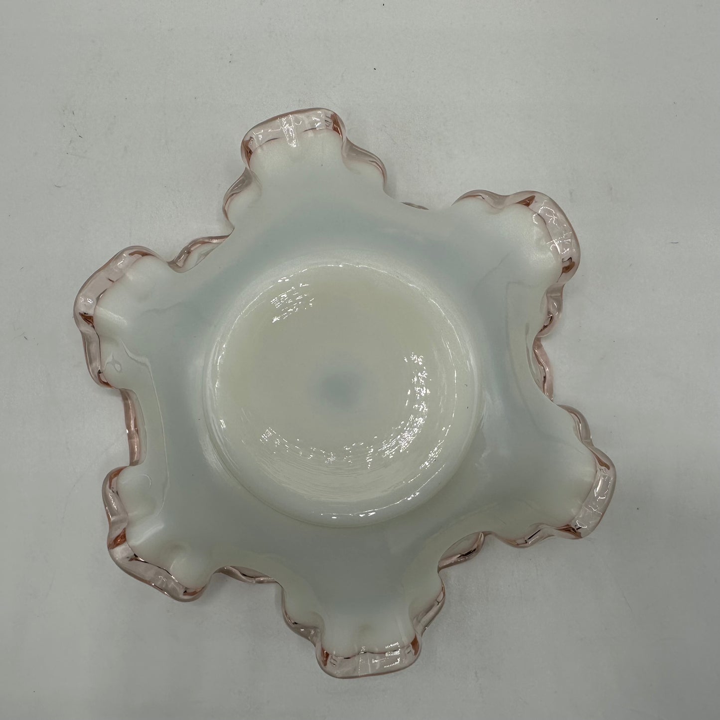 Fenton Rose Crest Milk Glass Bon Bon Dish 5"