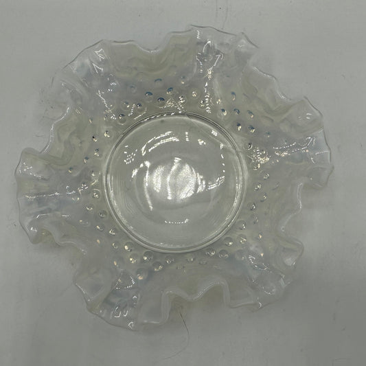 Fenton White Opalescent Hobnail Bon Bon Dish 5"