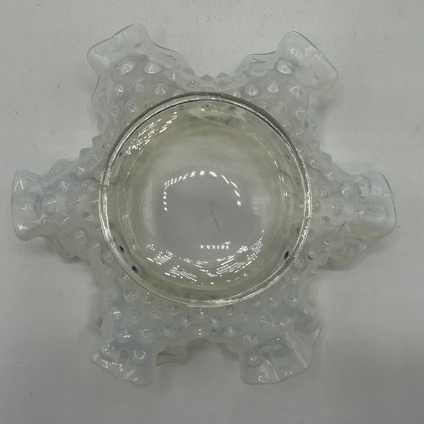 Fenton White Opalescent Hobnail Bon Bon Dish 5"