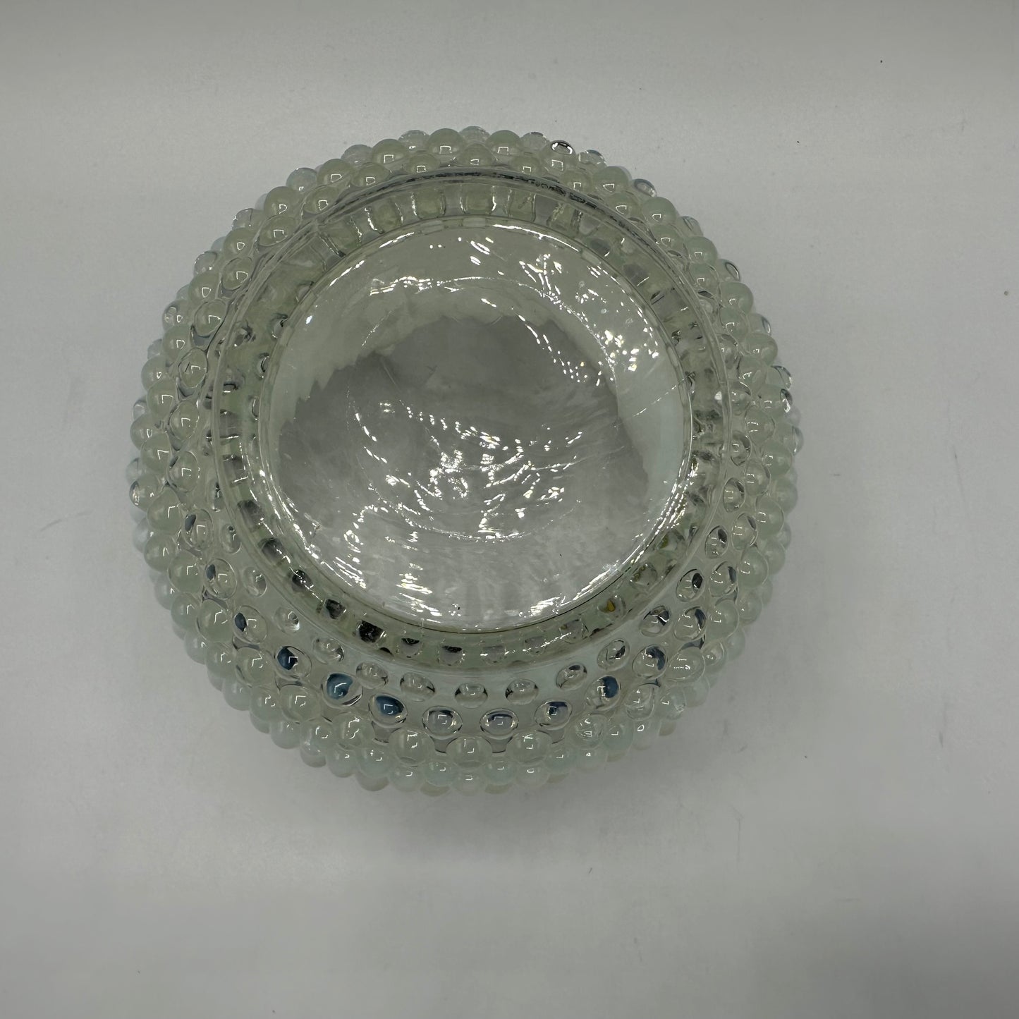 Fenton White Opalescent Hobnail Rose Bowl