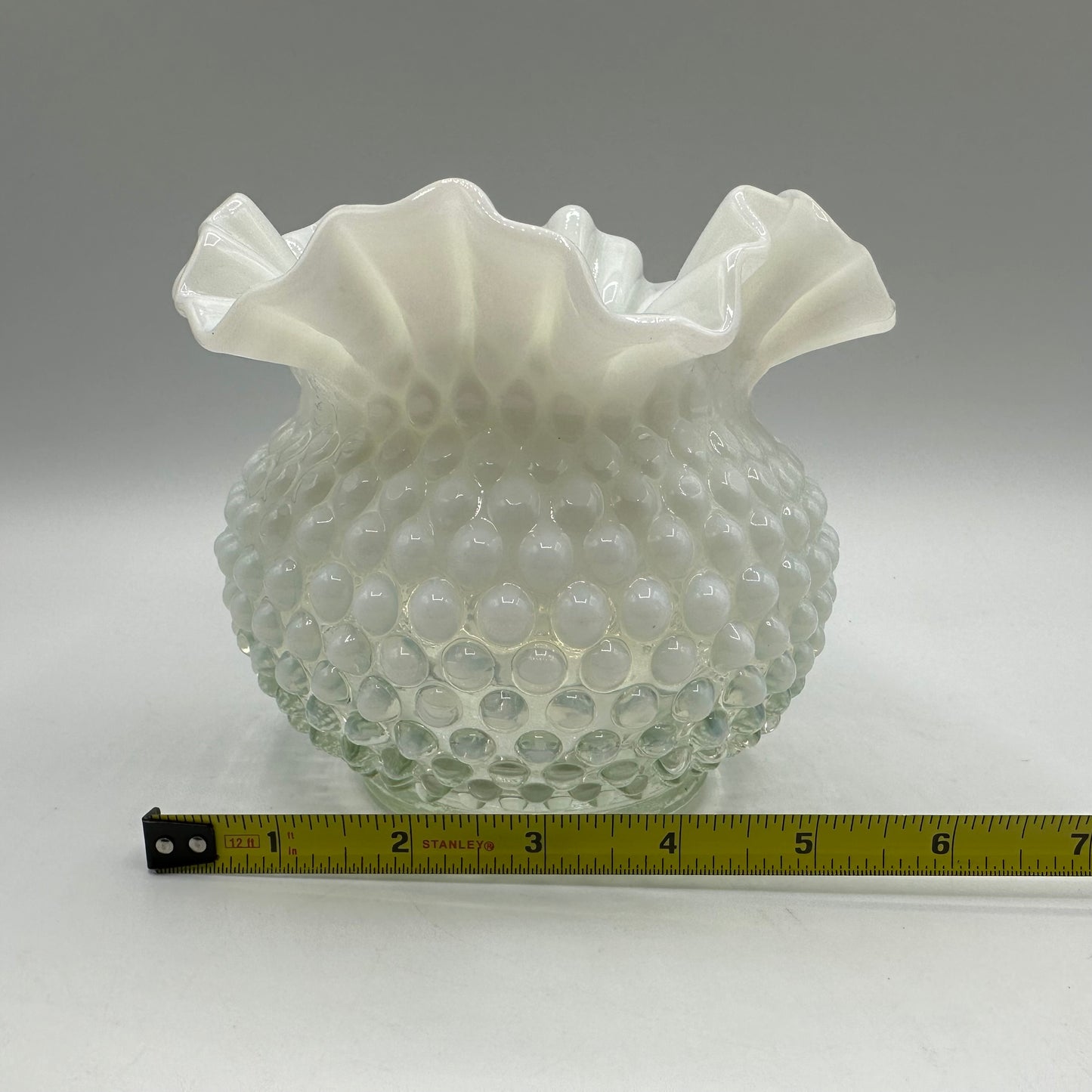 Fenton White Opalescent Hobnail Rose Bowl