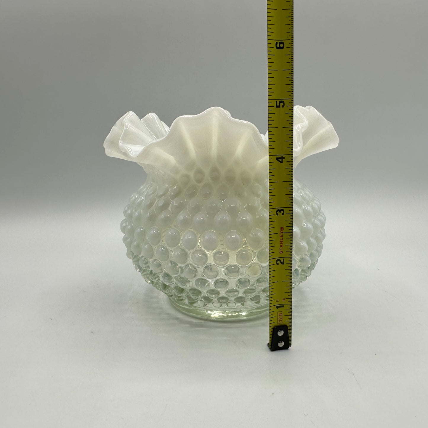 Fenton White Opalescent Hobnail Rose Bowl